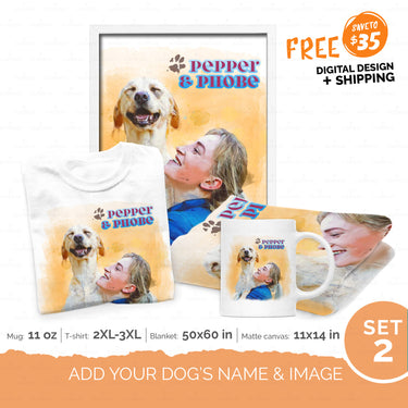 Personalized Gift Bundle - Portrait Sketching For Puppy Lovers - Premium Happy Ever After